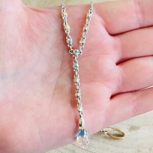 Givenchy Flex Y-Drop Necklace aurora borealis Crystal Rhinestone jeweled collar